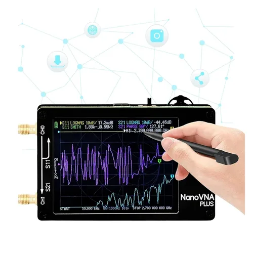 Vista 3 de Spectrum Analyzer, 50Khz-2.7Ghz Vector Network Analyzer Rechargeable Nanovna Plus Antenna Spectrum for Transmission Coefficients(Analyzer 32G SD