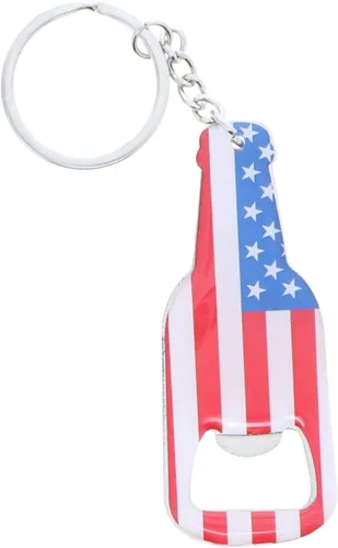 Vista 4 de SandT Collection Llavero abrebotellas de cerveza con bandera americana