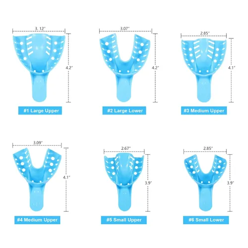 Vista 7 de JMU Bandeja de impresión dental,Bolsa de 12 bandejas desechables perforadas,1 superior grande Bandejas de impresión desechables perforadas