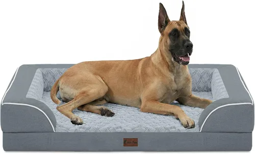 Vista 121 de Camas ortopédicas para perros grandes, cama de espuma viscoelástica impermeable para mascotas grandes con lados 89x56 cm, sofá para perros grandes