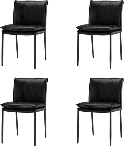 Vista 8 de Kitchen Dining Chairs,Oil Wax Leather Dining Room Chairs with Metal Legs, No Armless Leather Dining Chair with Mediumhigh Backrest for Living Room