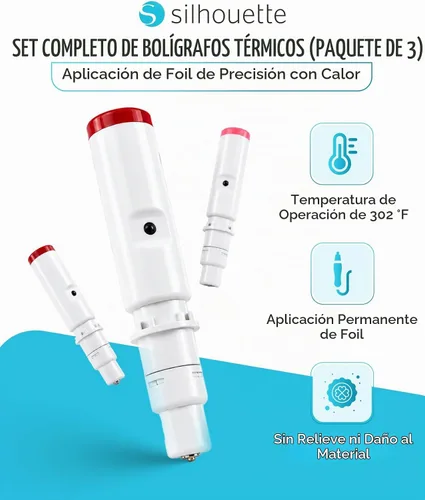 Vista 3 de Silhouette - Juego de bolígrafos térmicos, puntas superfinas, finas y anchas, juego de 3 piezas para transferencia de lámina, temperatura máxima