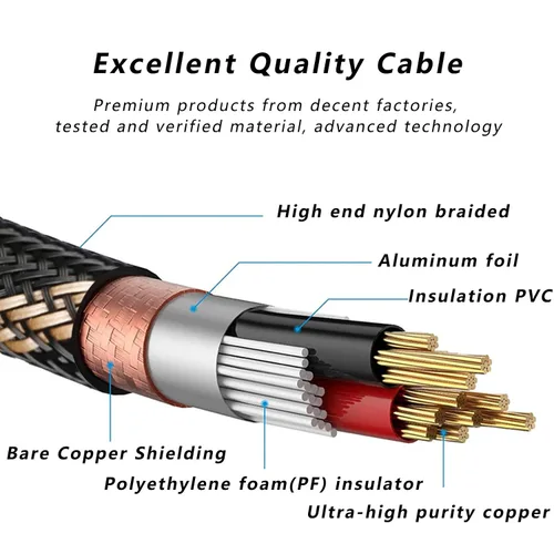 Vista 5 de SKW Un par de cables equilibrados XLR macho a XLR hembra de 3 pines para micrófonos y equipos de estudio, cable blindado trenzado de alta