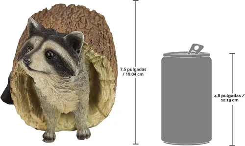 Vista 7 de Design Toscano Bandit the Raccoon - Estatua de animal de jardín para interiores y exteriores, 10 pulgadas de largo, resina de piedra fundida