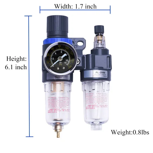 Vista 2 de 1/4 "Compresor Filtro de aire Regulador de presión de aire Filtro de trampa separador de agua y aceite con taza lubricante para sistema de Filtro