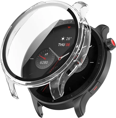Vista 10 de Fundas protectoras de pantalla compatibles con Amazfit GTR 4 Pro/GTR 4 a prueba de golpes, protector delgado, protector delgado con diseño de Negro