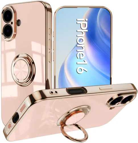 Vista 46 de Compatible con iPhone 11 Kickstand, anillo de rotación de 360 grados integrado con borde de oro rosa brillante que funciona con soporte magnético