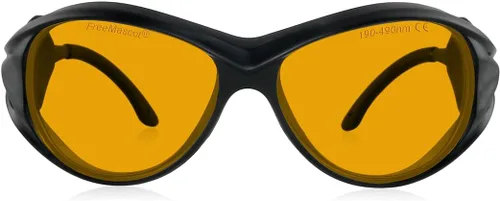 Vista 8 de FreeMascot Profesional OD 6+ 190nm-490nm Longitud de onda Violeta/Azul Laser Gafas de Seguridad para 405nm, 445nm, 450nm, 473nm Laser