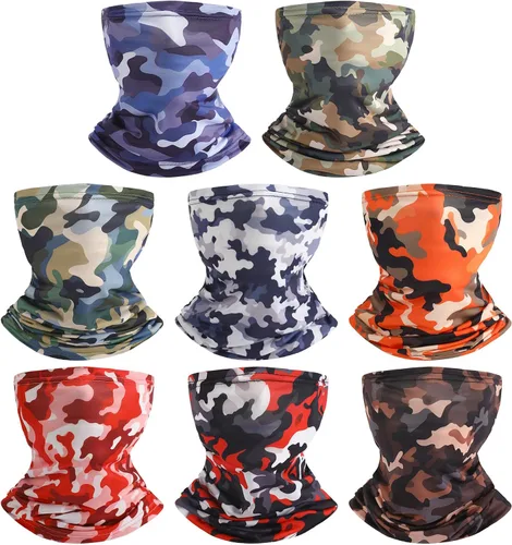 Vista 8 de SATINIOR 8 piezas de polaina de cuello de verano para hombre, pasamontañas, transpirable, máscara facial