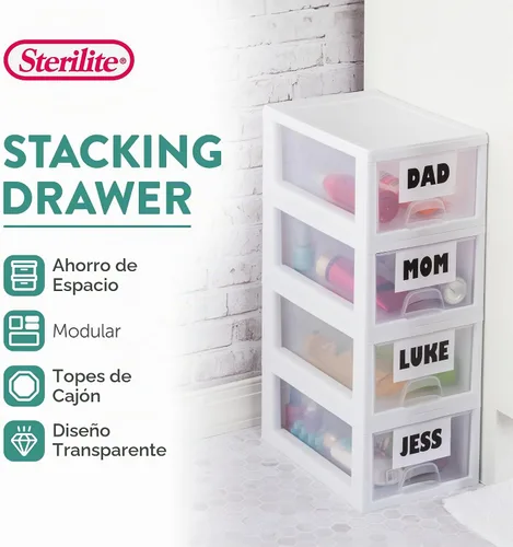 Vista 4 de Sterilite Organizador de almacenamiento de cajones apilables para ropa, 6