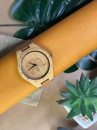 Vista 9 de MW Watches Reloj de madera elefante mujer cuero genuino, Classic