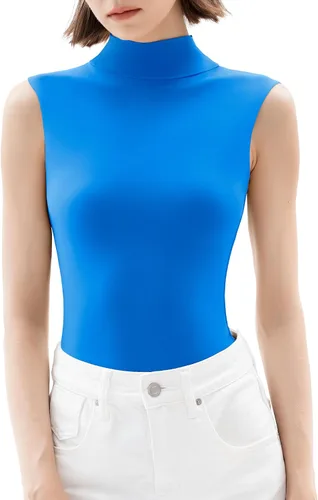 Vista 13 de PUMIEY Body sin mangas con cuello alto falso para mujer, colección Sharp