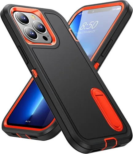 Vista 10 de IDweel Funda para iPhone 13 Pro Max con soporte, color negro para iPhone 13 Pro Max para hombres, protección de alta resistencia, a prueba