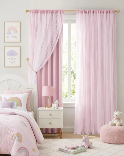Vista 28 de PONY DANCE Cortinas de Doble Capa - Cortinas Opacas de 63 Pulgadas de Largo, Diseño con Ojales en la Parte Superior, Paneles Transparentes Blancos