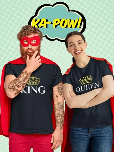 Vista 4 de Rey y Reina - Juego de camisetas de pareja para él y ella