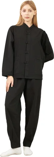 Vista 8 de Conjunto Hanbok unisex, ropa tradicional coreana, BTS Casual Hanbok para yoga y meditación, ropa de templo Negro