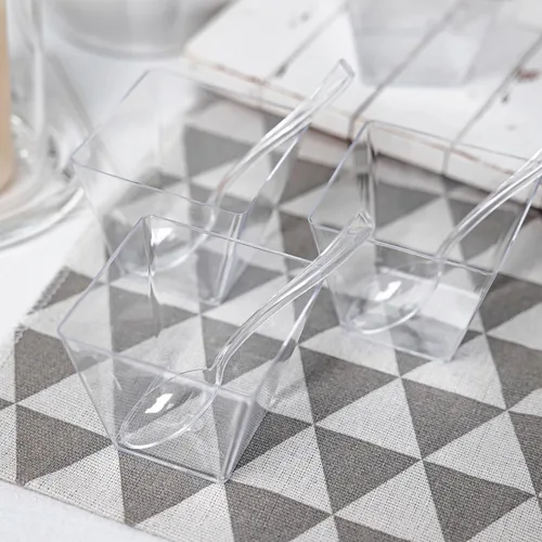 Vista 5 de Paquete de 100 mini tazas de postre de 4 onzas con cucharas, cuenco