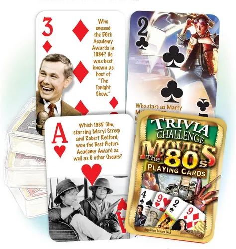 Vista 2 de Flickback Juego de cartas de trivia de 1988 y combo de cumpleaños de trivia de películas de los años 80
