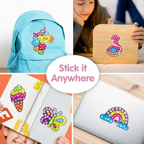 Vista 7 de BEARUN Gem Art, kit de pintura de diamantes para niños, gran joya 5D, artes y manualidades para niñas de 6 a 12 años, crea tus propias calcomanías
