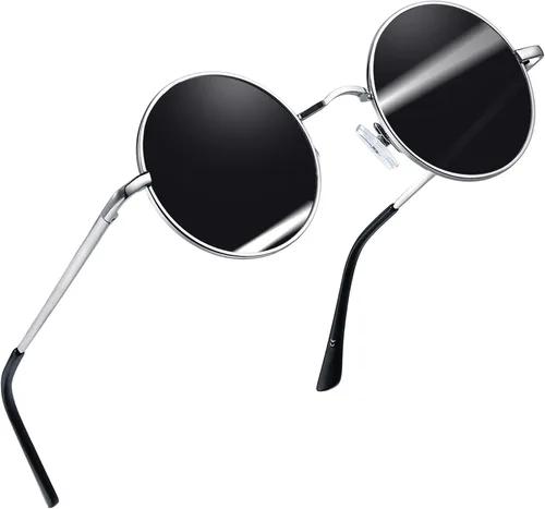Vista 29 de Joopin Gafas de sol redondas pequeñas Hippie Circle Teashades Traje de protección UV Todo negro