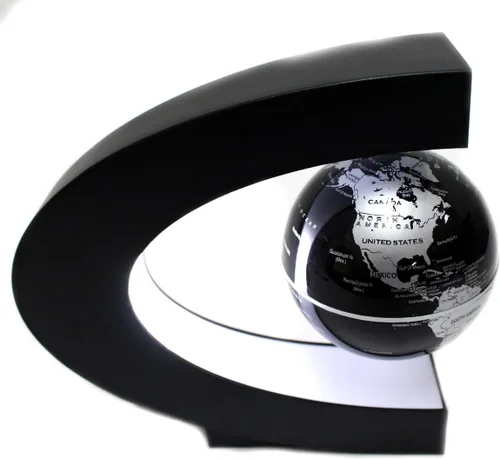 Vista 3 de PowerTRC Luz flotante del mapa del mundo del globo de la levitación magnética de la forma de C LED