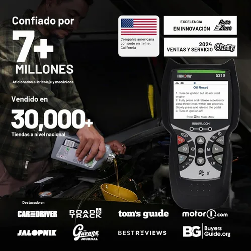 Vista 4 de INNOVA 5310 Escáner OBD2 – Lector de códigos ABS & SRS, herramienta de diagnóstico de luz de motor con prueba de batería, reinicio de aceite, datos