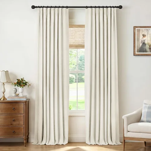 Vista 35 de INOVADAY Cortinas 100% opacas para dormitorio, cortinas opacas de color rosa bebé de 90 pulgadas de largo, cortinas opacas de lino con anillos