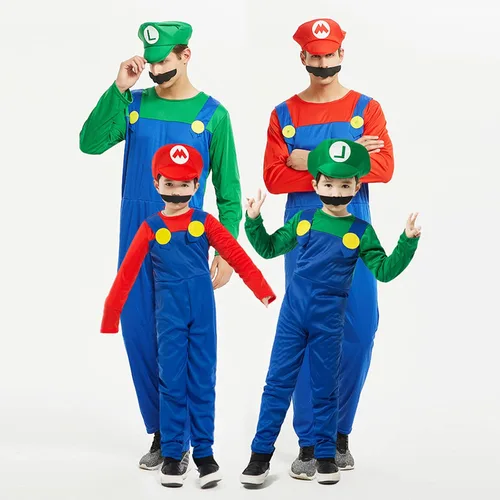 Vista 2 de VISVIC Super Costume Brothers - Disfraz de cosplay con sombrero de bigote para hombres mujeres adultos niños y adolescentes