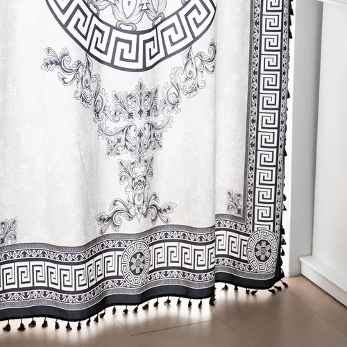 Vista 3 de Cortinas estampadas para sala de estar, artesanías populares, 54 pulgadas de largo, estilo indio, hippie, bohemio, con bolsillo para cortinero B2