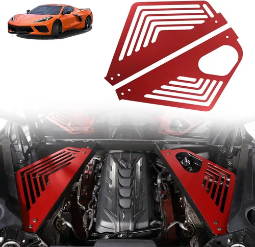 Vista 9 de Sekhyna Cubierta de panel de bahía del motor compatible con Chevrolet Corvette C8 Stingray 2020-2024 aleación de aluminio 2 piezas compartimento