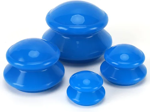 Vista 11 de Conjunto de terapia de ventosas de silicona, tazas de terapia de masaje azul y transparente