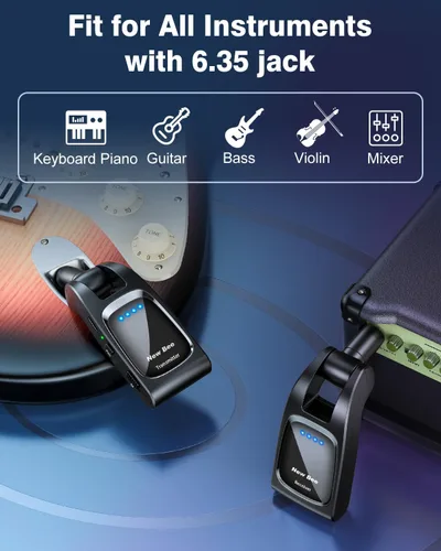 Vista 3 de Sistema de guitarra inalámbrica 2.4GHz con 6 canales 24Bit/48KHz recargable Negro