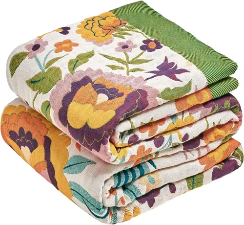 Vista 28 de Manta Bohemia – Manta suave 100% algodón para cama, 60"x80", reversible, transpirable, ligera, para otoño, todas las estaciones, decoración de casa