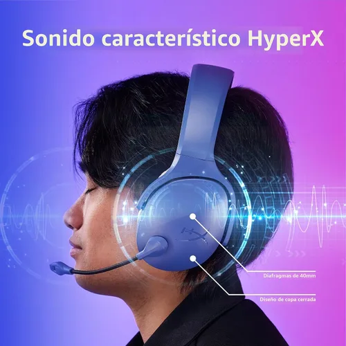 Vista 4 de HyperX Cloud Jet - Auriculares inalámbricos duales para juegos, dongle de 2.4 GHz, Bluetooth 5.3, PC, PS5, móvil, USB-A - Negro