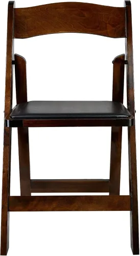 Vista 2 de Chivari Sillas plegables apilables con cómodos asientos acolchados para bodas y eventos formales (4, madera de fruta/negro)