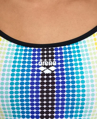 Vista 3 de Arena Traje de baño Performance Circle Stripe Lace Back para mujer