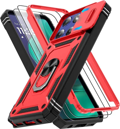 Vista 112 de Gritup Funda para Google Pixel 6 con cubierta deslizante para cámara y protector de pantalla (2 unidades), soporte de anillo giratorio 360°, funda