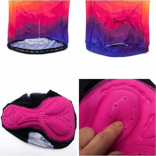 Vista 5 de Conjunto de pantalones cortos de ciclismo para mujer, traje de bicicleta acolchado para mujer