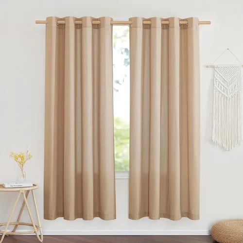 Vista 228 de NICETOWN - Cortinas de lino angora para ventana de cocina sobre el fregadero, con ojales, lino grueso angora, tratamientos cortos para ventanas