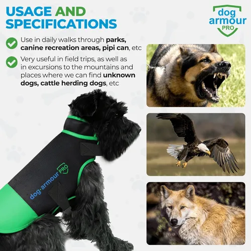 Vista 4 de Arnés Protector para Perros – Chaleco para Perros – Protege a Tu Mascota de Ataques de Raptores y Animales – Ajustable, Sin Estrangulación, Verde