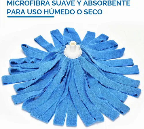 Vista 7 de Mopa de microfibra Matthew Compatible con recarga Ceda - Reemplazo de mopa comercial con mango de acero inoxidable de 54" y 2 cabezales de mopa