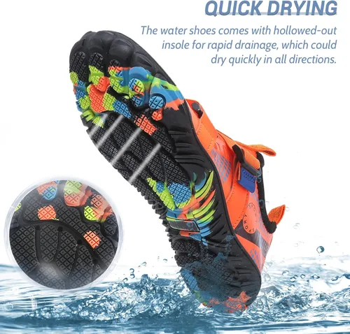 Vista 2 de SPUKEP Zapatos de agua para mujeres y hombres, de secado rápido, antideslizantes, calcetines acuáticos ligeros para natación, surf, playa, piscina