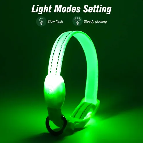 Vista 2 de Collares de perro con luz Visinite para perros pequeños, collar de perro LED recargable, collar de perro iluminado totalmente ajustable, collares