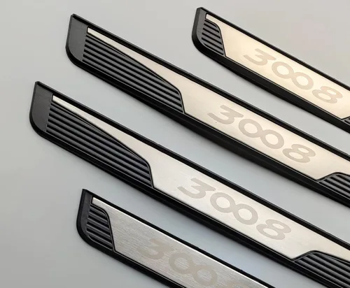 Vista 4 de Protector de rasguños para umbral de puerta de automóvil compatible con accesorios Peugeot 3008, juego de 4