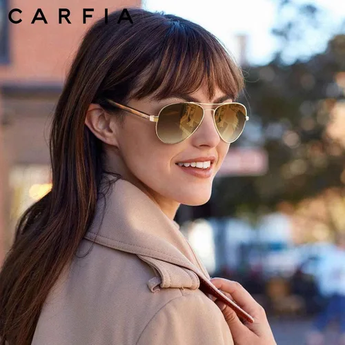 Vista 43 de CARFIA Gafas de sol polarizadas para mujer, protección UV, brazos de acetato, marco de metal, sombras para mujer, CA3216
