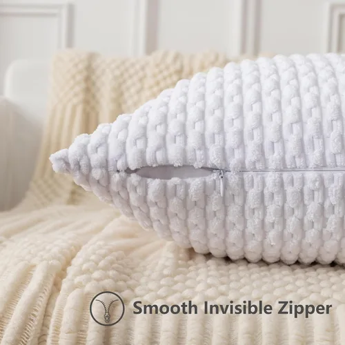 Vista 2 de UGS UGASA - Funda de almohada decorativa de pana suave de 18 x 18 pulgadas, funda de almohada cuadrada a rayas estilo bohemio para sofá, sala