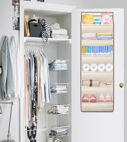 Vista 7 de SLEEPING LAMB Zapatero para puerta, organizador de zapatos para puerta de niños para colgar en el armario, almacenamiento estrecho para zapatos