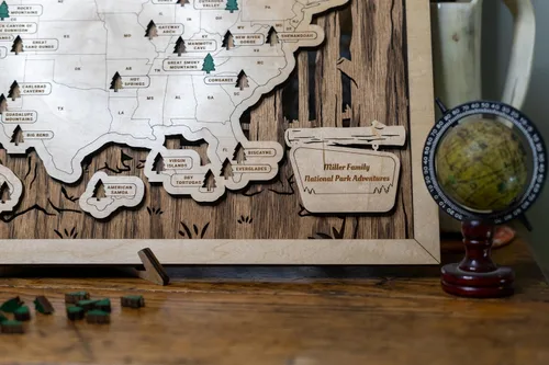 Vista 12 de Mapa Personalizado de Madera de Parques Nacionales con Chinchetas Rastreador de Viajes - Regalos de Mapa de Parques Nacionales Hechos en EE.UU.