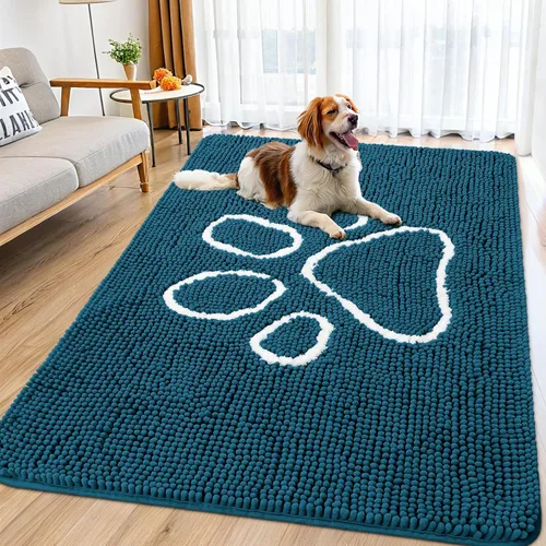 Vista 207 de Smiry Tapete para puerta de perro para patas fangosas, absorbente y Gris y negro