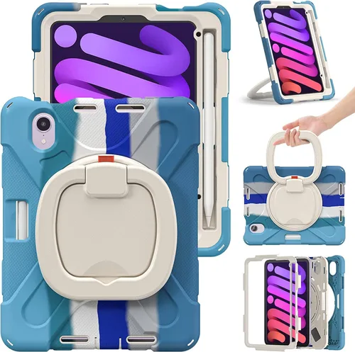 Vista 19 de Funda para iPad Air de 3ª generación – Funda resistente para niños con soporte giratorio, soporte para lápices y correa de transporte para iPad